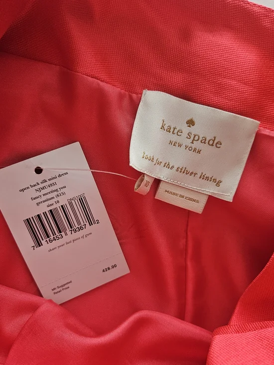 NWT Kate Spade Pink Open Back Bow Silk Mini Dress Fancy Meeting You Geranium 10 - Picture 10 of 12